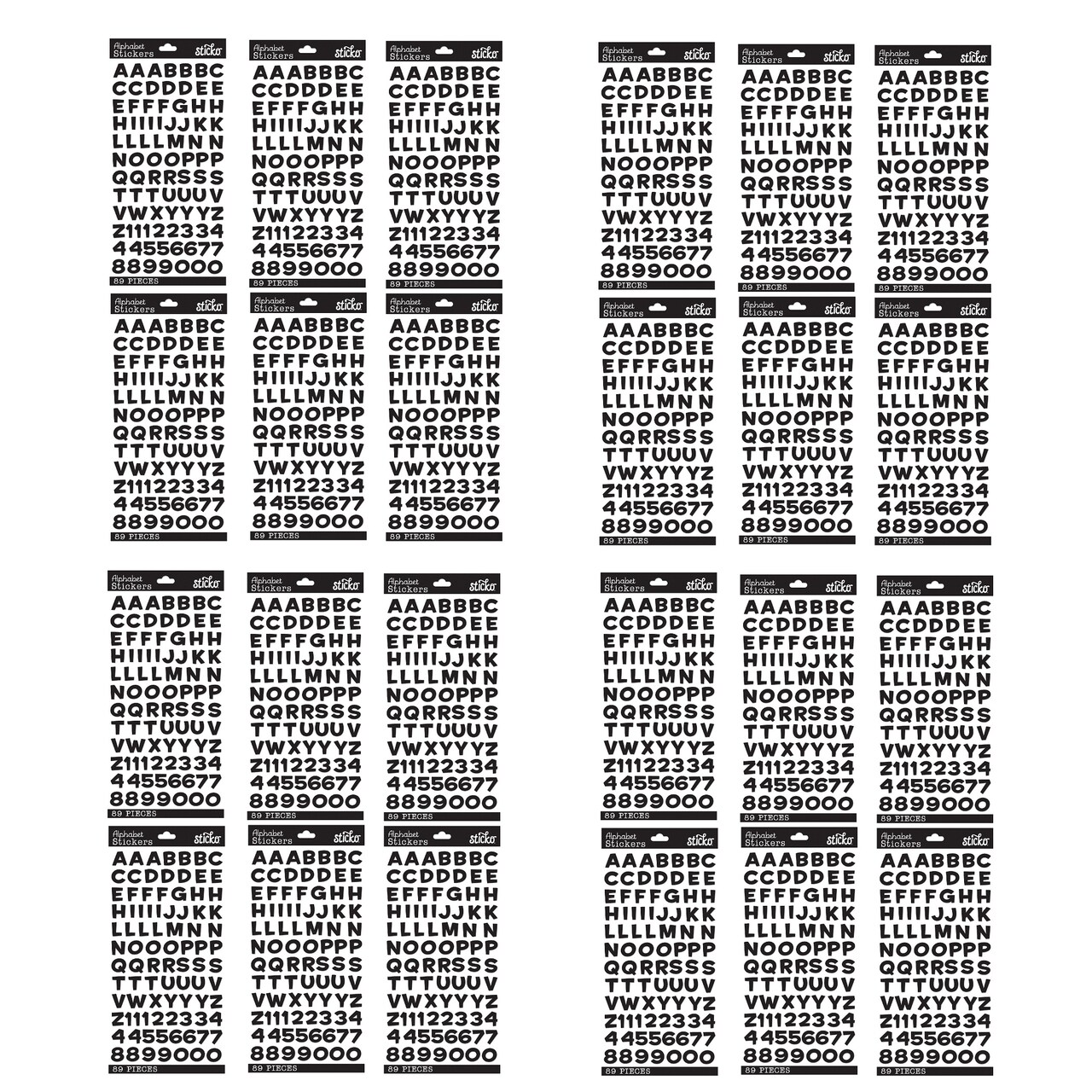 Multipack of 24 - Sticko Alphabet Stickers - Funhouse, Black Metallic, 89pcs